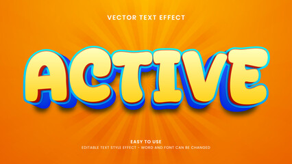 editable text effect active 3d style premium vector