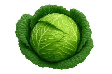 Fototapeta premium Vibrant green cabbage with tightly packed leaves, isolated on a transparent background, perfect for food and health-related projects