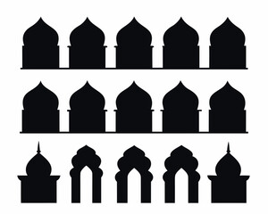 Collection of islamic architectural elements silhouettes