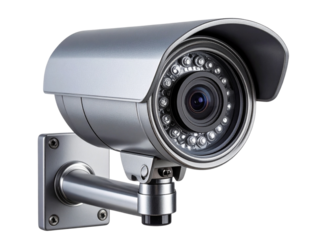 Modern Wall-Mounted Security Camera in Front View, Isolated Transparent PNG