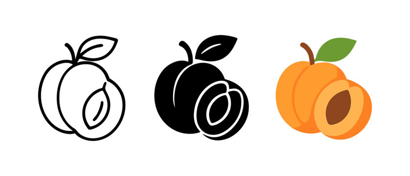 Peach icons: outline, solid, and colorful styles for design projects