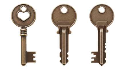 Isolated Three Antique Keys