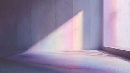 Minimalist empty room with soft hues and dramatic lighting, modern interior design background for real estate marketing, furniture display, architectural visualization


