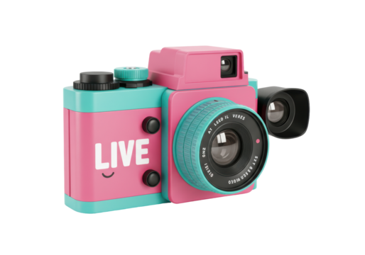 Isolated toy camera with playful design, creative kids technology, simple fun photography