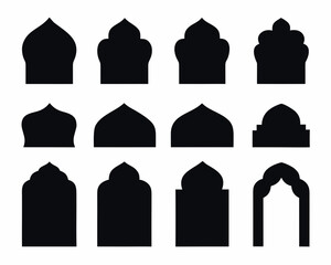 Collection of islamic architectural arch and dome silhouettes © bashanti