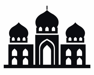 Stylized silhouette of a mosque with domes and arches