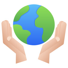 Hands holding Earth planet illustration. Vector illustration