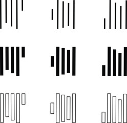 Align line icon set with vertical alignment, bar and equalizer style symbols. Collection of solid and outline vector icons for UI, UX, apps, charts, graphs, typography, design and document layout