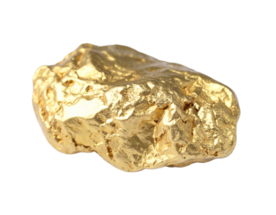 Small gold nugget isolated on white background.