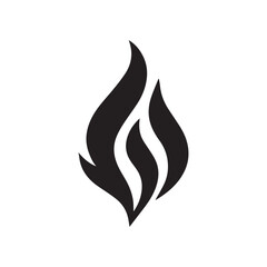 Black Abstract Flame Icon Dynamic Minimalist Design Isolated on White Background