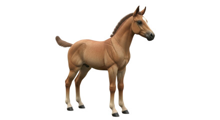 Isolated Cute Brown Foal Standing