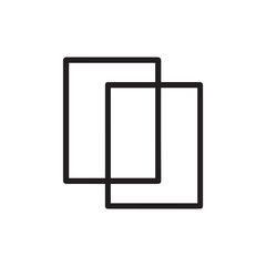 Minimalist two rectangle shapes icon representing layers or duplication
