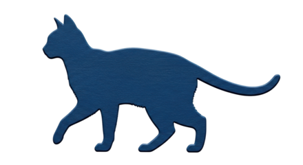 Isolated Cat Silhouette Blue