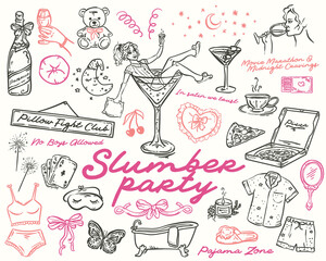 Slumber Party Whimsical illustration set