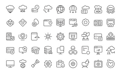 Web hosting icon line editable icon set, web hosting Minimal Line Icons for UI UX Apps and Websites, web hosting Icon design set