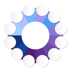 Basic circle infographic template with 12 steps, process or options.