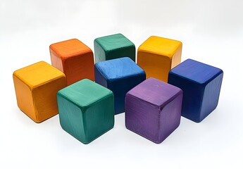 Obraz premium Photo of colorful wooden blocks, illustrating playful learning tools for children’s development and creativity