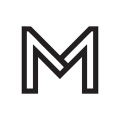 Black letter M formed by parallel lines creating a sleek minimalist geometric design