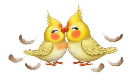 Isolated Yellow Cockatiels