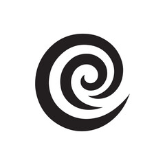 Captivating black spiral icon showcasing continuous rotational movement against a pure white backdrop
