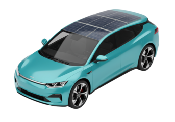 Isolated electric crossover utility vehicle with solar panels on roof for green transport