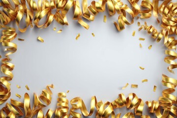 Gold ribbons frame a blank space. Perfect for celebrations, elegant designs, or adding text for a polished, festive presentation