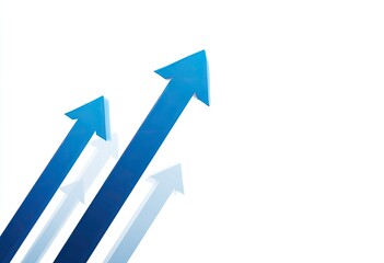 Three stylized blue arrows pointing upward against a white background