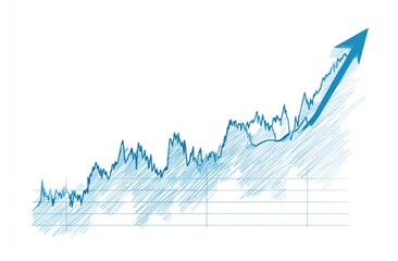 Upward trending, hand-drawn stock chart
