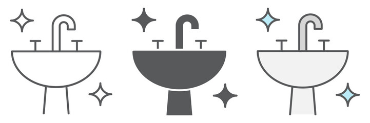 Washbasin line icon, hygiene and bathroom, disinfection sink sign vector graphics, editable stroke linear icon,