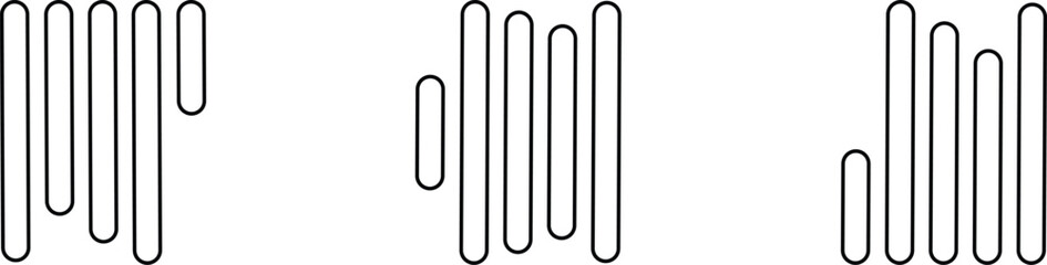 Align line icon set with vertical alignment, bar and equalizer style symbols. Collection of solid and outline vector icons for UI, UX, apps, charts, graphs, typography, design and document layout