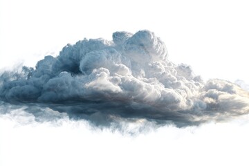 Naklejka premium Billowing, fluffy cloud with detailed textures and variations in light/shadow on a pure white background
