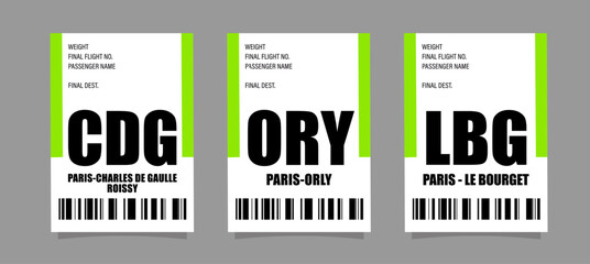 Airport bag tags - ORY, CDG, LBG
