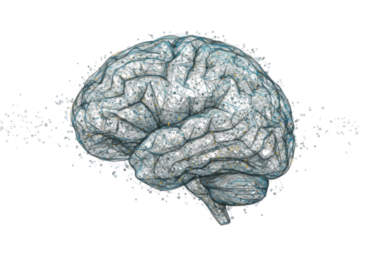 Isolated digital artificial intelligence brain, conceptual neural network illustration