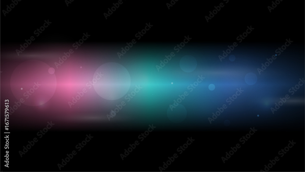 Poster bright color light beam with soft bokeh lights background