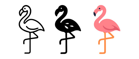 Obraz premium Stylized flamingo designs in minimalist, silhouette, and colorful formats