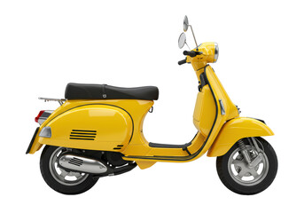 Isolated Yellow Scooter Standing Still, a Motorized Two-Wheel Vehicle for Personal Transport