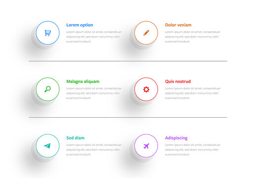 Clean Infographic Layout With 6 Symbol Options