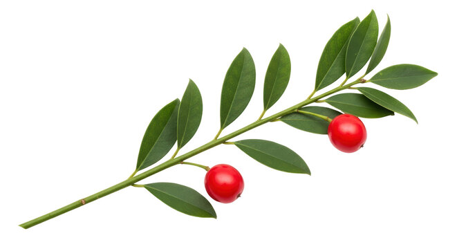 Isolated Holly Branch with Berries