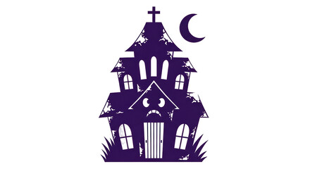 Isolated Halloween Haunted House Illustration