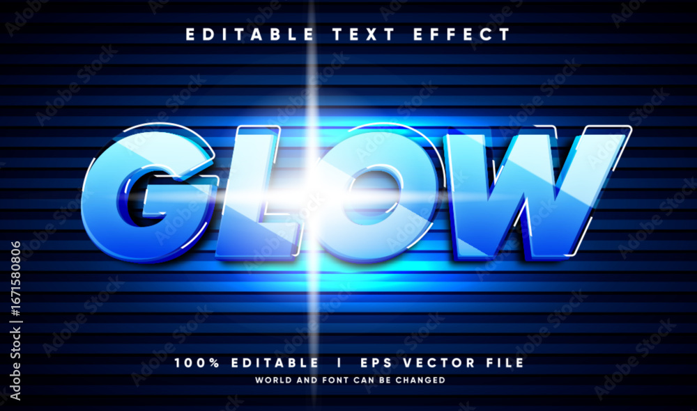 Poster glow 3d vector text effect with modern style