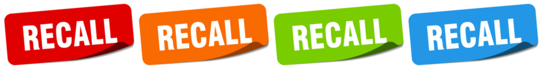 recall sticker. recall sticker set on white background