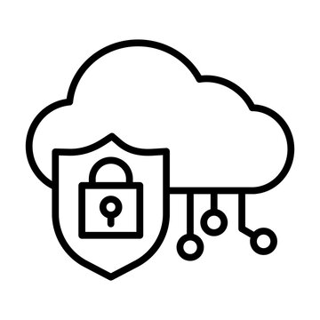 Protected cloud computing icon.