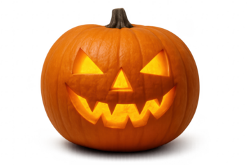 Halloween pumpkin glowing with transparent background