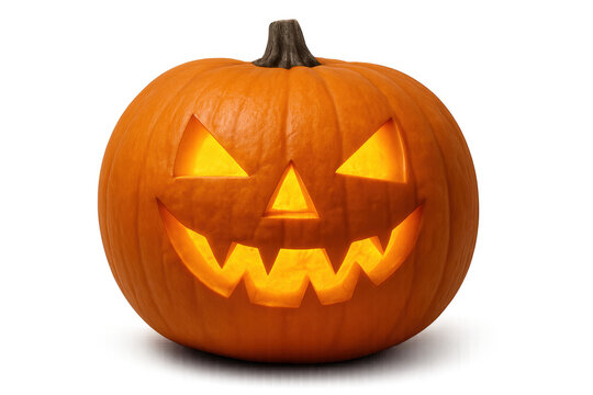 Halloween pumpkin glowing with transparent background