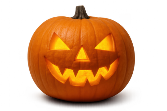 Halloween pumpkin glowing with transparent background