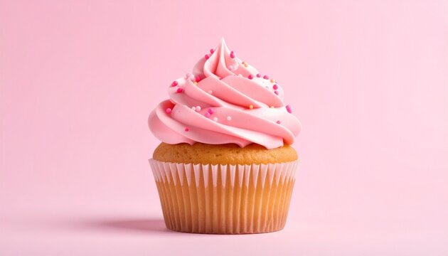 cupcake with pink frosting - Powered by Adobe