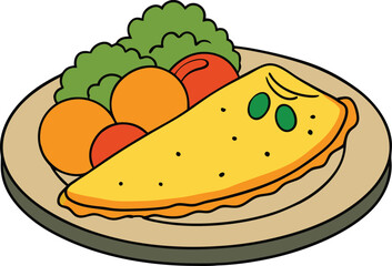 Colorful breakfast omelet with fresh vegetables illustration
