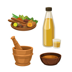 Jamu Indonesian Drink and Medicine Collection Symbol Set Illustration Vector