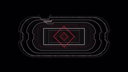 Futuristic Stadium HUD: Dynamic Red & Grey Abstract Animation - Powered by Adobe