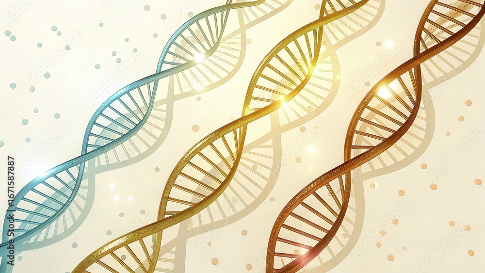 Poster neon genome mapping abstract representation of dna strands in various colors on a light background.